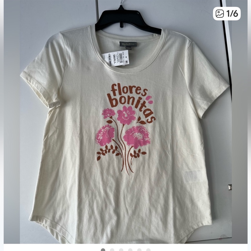 🌸 NWT Style & Co Floral Graphic Tee – Women’s Size Small